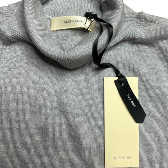 Suistudio Hunter Light Grey Merino Wool Turtleneck Sweater Small - Picture 2 of 3
